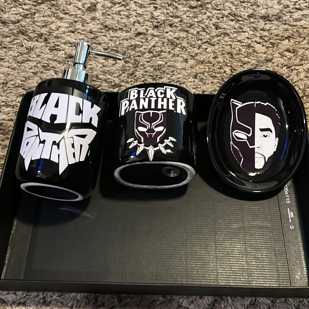 3pc bathroom sink set black panther